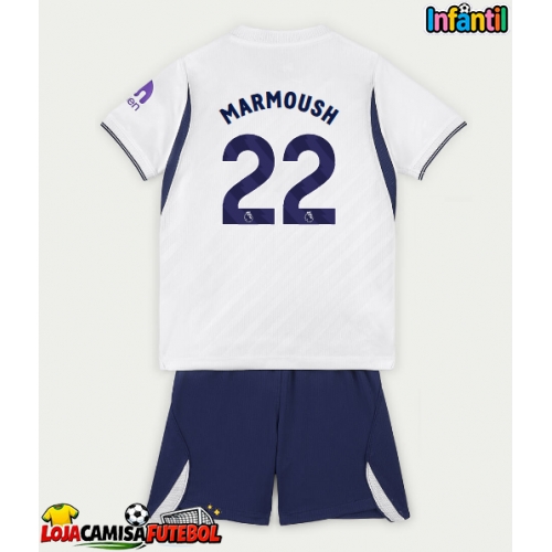 Camisa de Futebol Tottenham Hotspur Omar Marmoush #22 Equipamento Principal Infantil 2026-27 Manga Curta (+ Calças curtas)